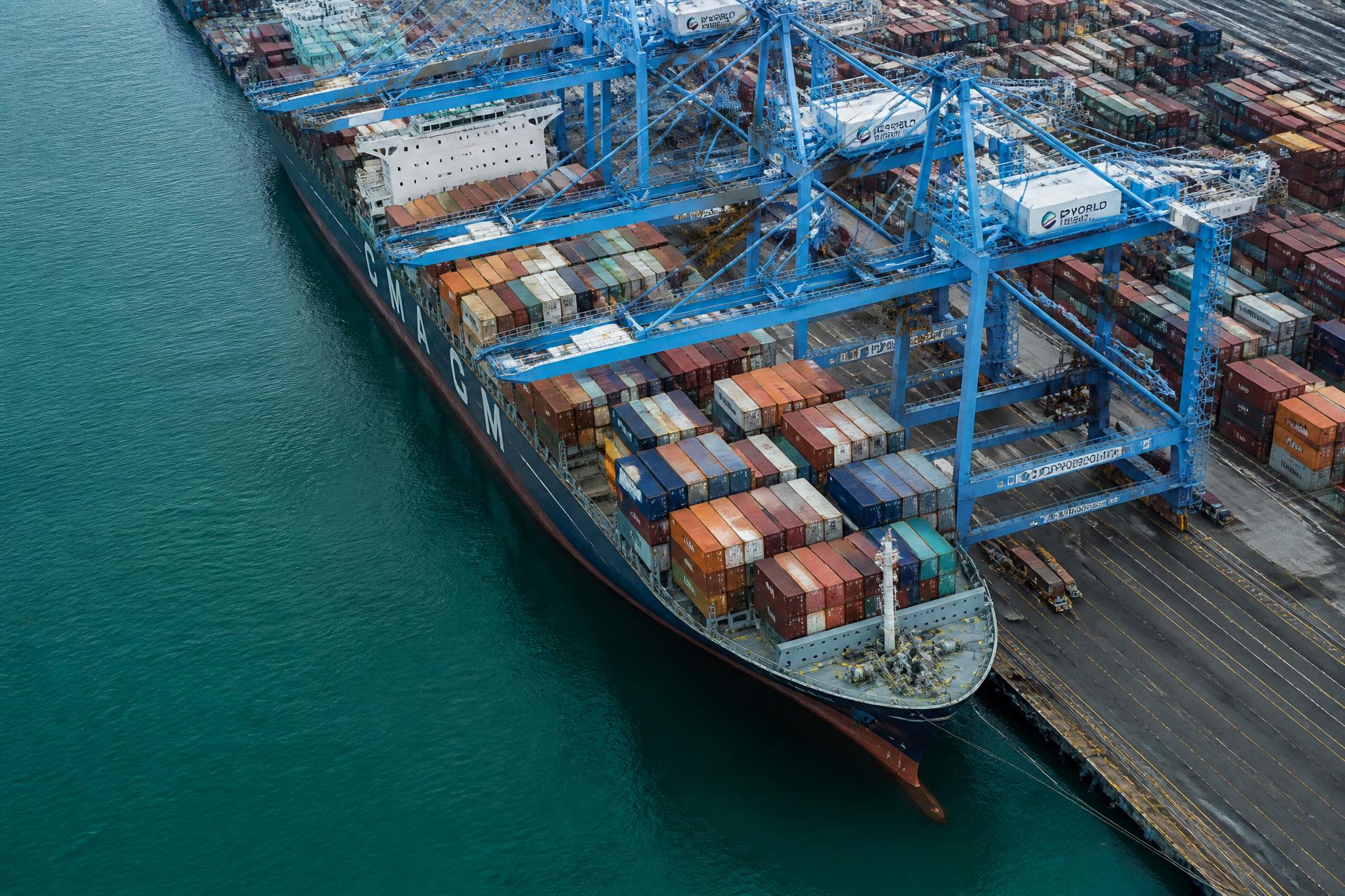 Container ship being loaded at the Port of Busan